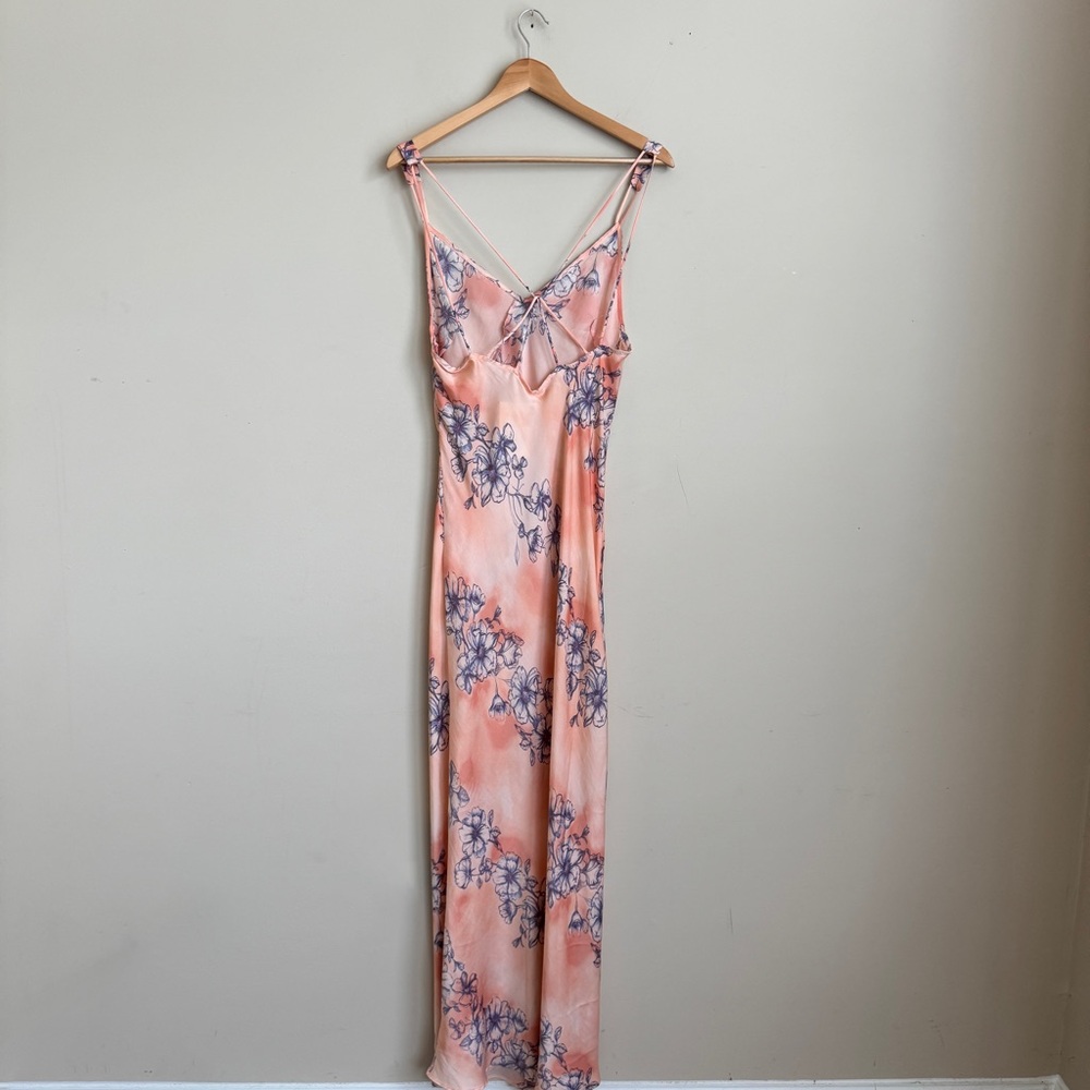 Intimately Free People Cassie Girl Satin Floral Slip Dress Orange Combo - Medium - Picture 13 of 16